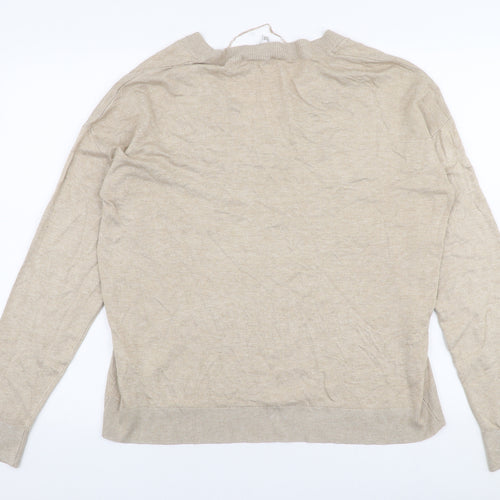 B Young Womens Beige Round Neck  Viscose Pullover Jumper Size L