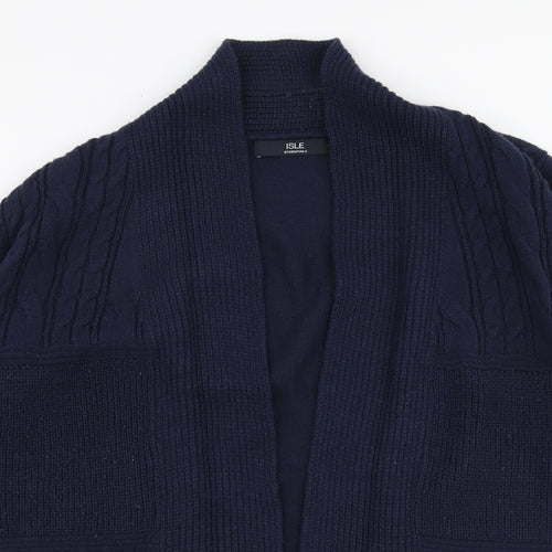 Isle Essentials Womens Blue V-Neck  Acrylic Cardigan Jumper Size M