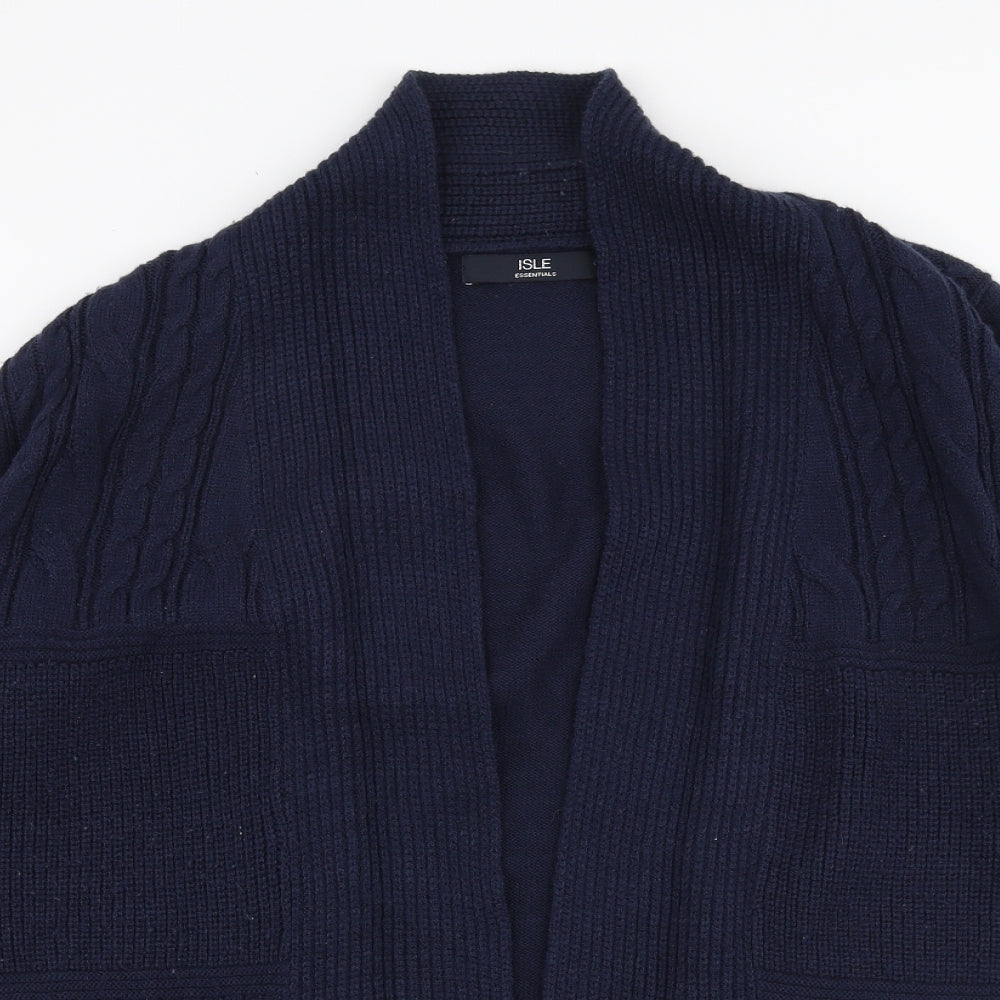 Isle Essentials Womens Blue V-Neck  Acrylic Cardigan Jumper Size M