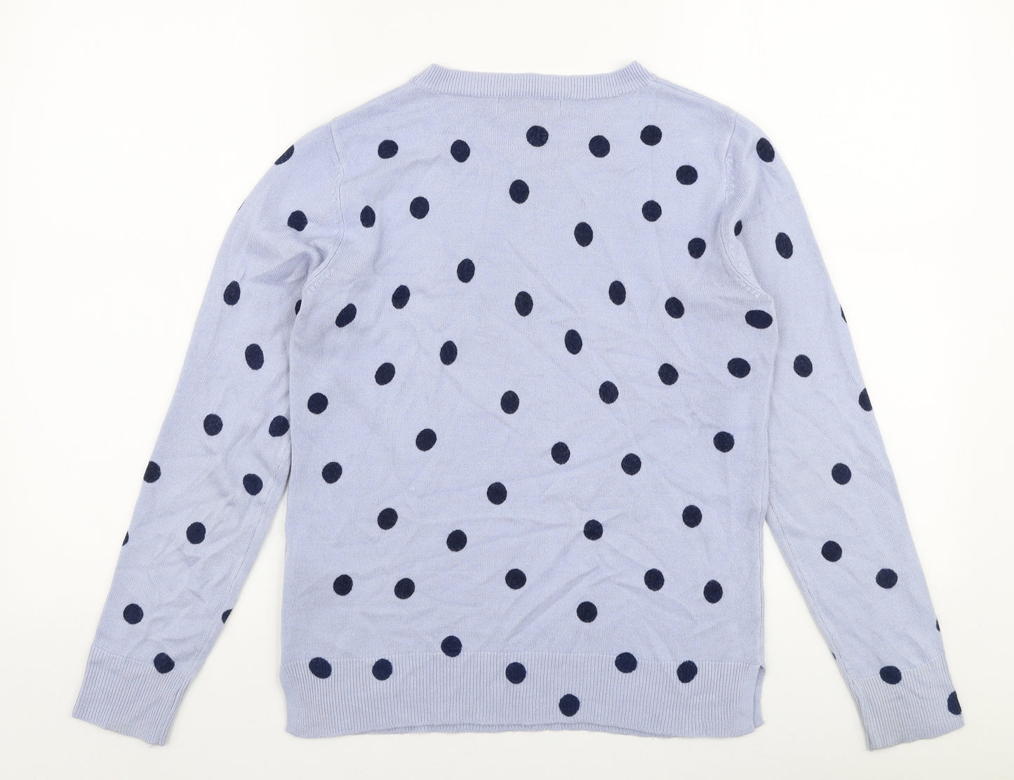 Marks and Spencer Womens Blue Round Neck Polka Dot Acrylic Pullover Jumper Size 10