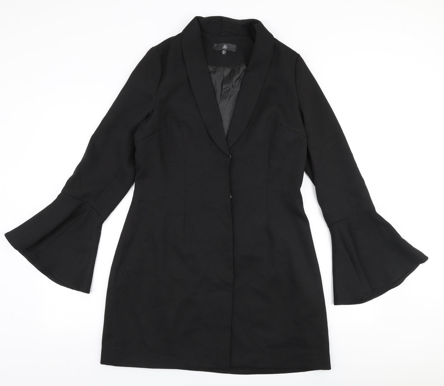Missguided Womens Black  Polyester Jacket Dress  Size 12  V-Neck Button