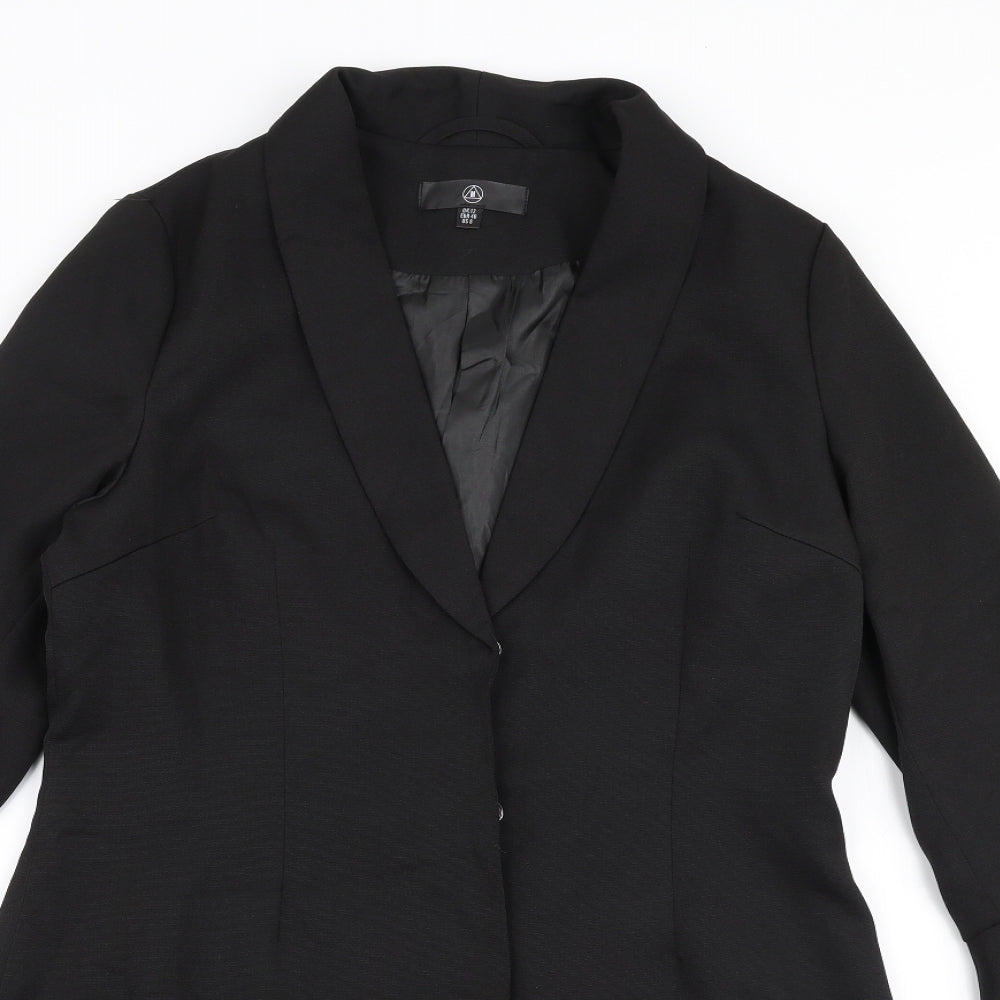 Missguided Womens Black  Polyester Jacket Dress  Size 12  V-Neck Button