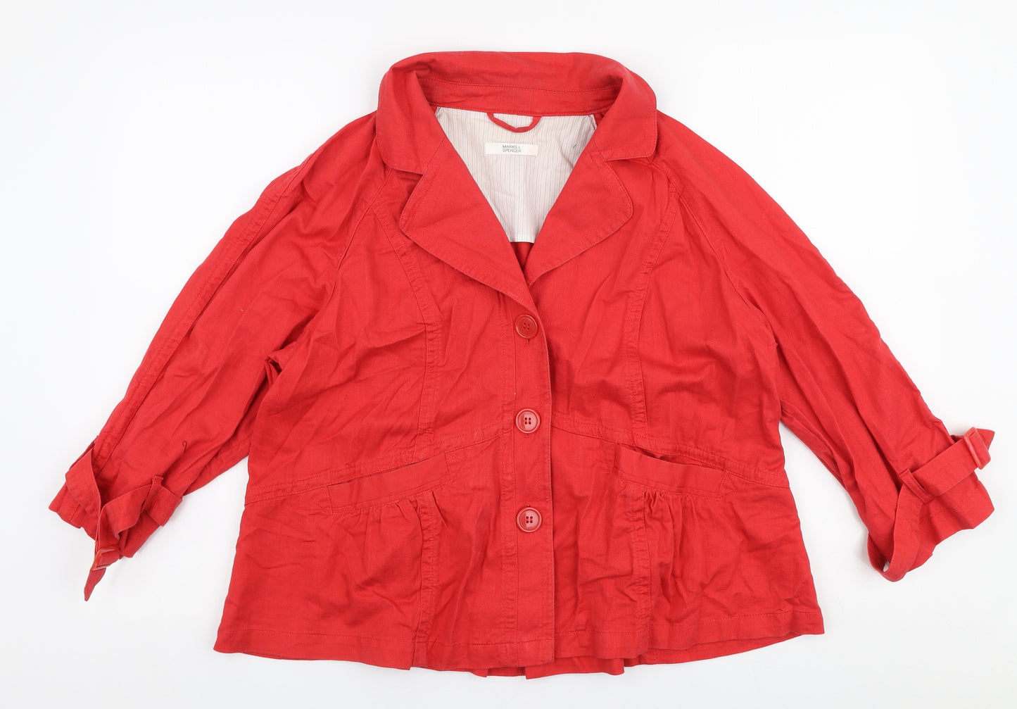 Marks and Spencer Womens Red   Jacket  Size 16  Button