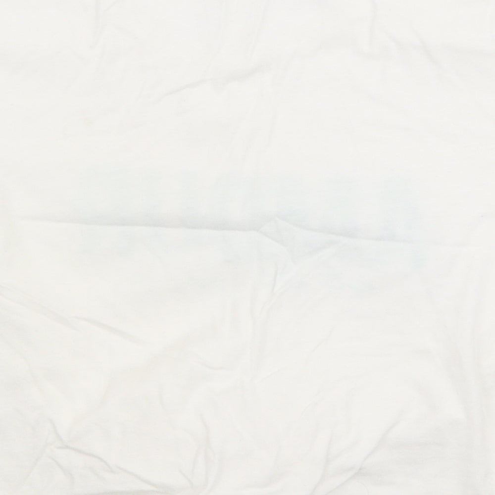 New Look Womens White  Cotton Cropped T-Shirt Size 6 Round Neck - Amour