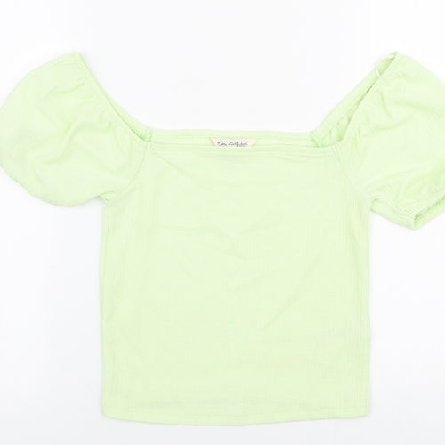 Miss Selfridge Womens Green  Polyester Cropped Blouse Size 6 Off the Shoulder