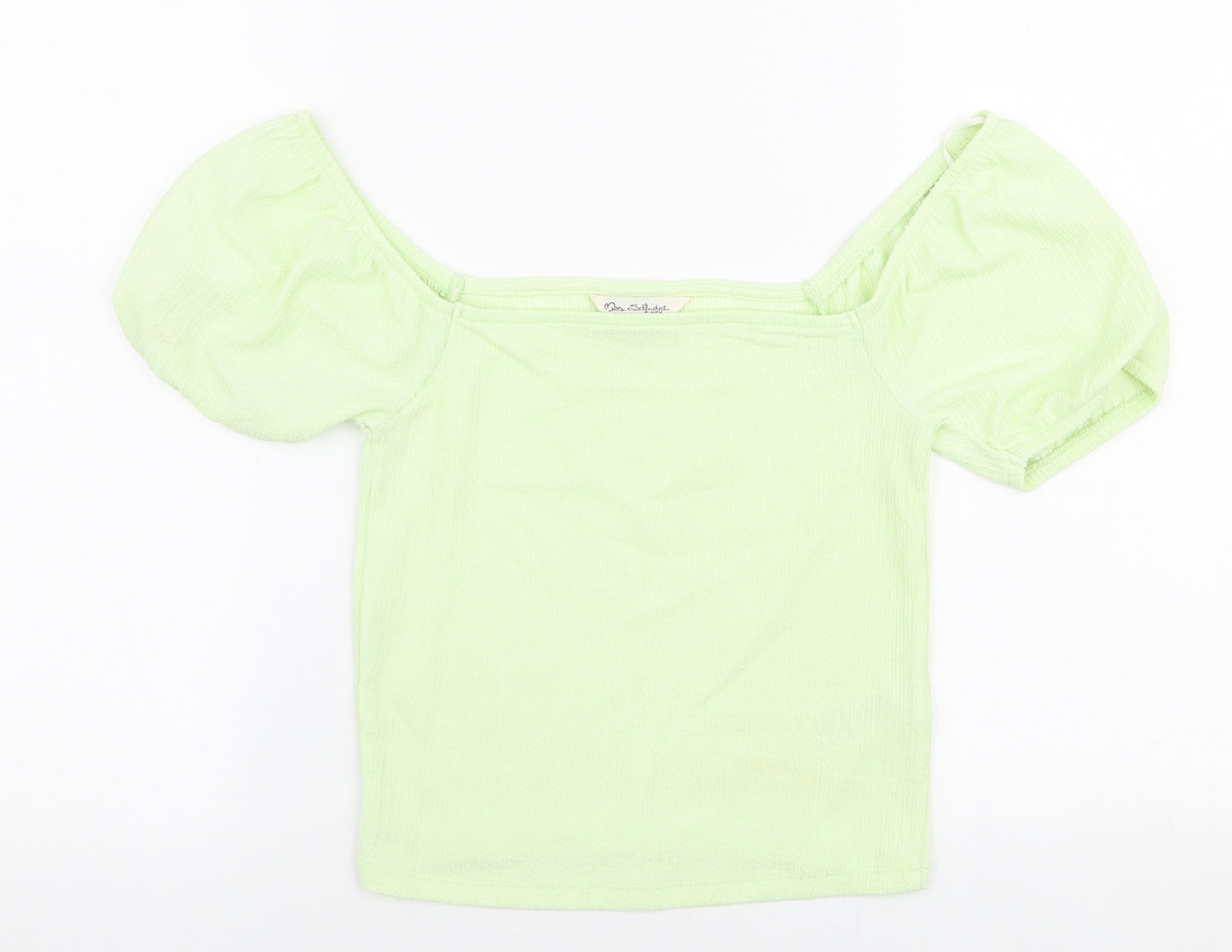 Miss Selfridge Womens Green  Polyester Cropped Blouse Size 6 Off the Shoulder
