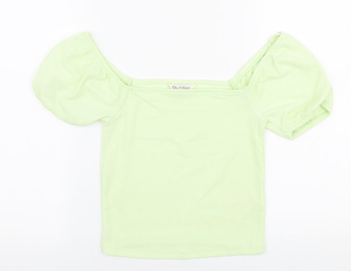 Miss Selfridge Womens Green  Polyester Cropped Blouse Size 6 Off the Shoulder