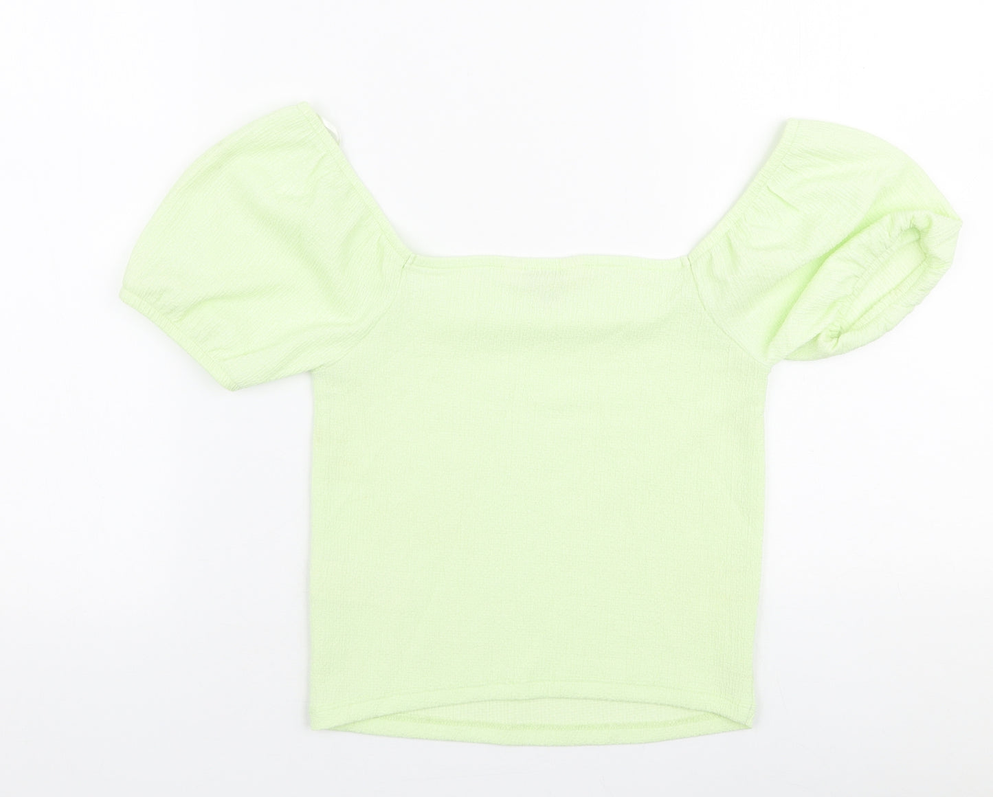Miss Selfridge Womens Green  Polyester Cropped Blouse Size 6 Off the Shoulder