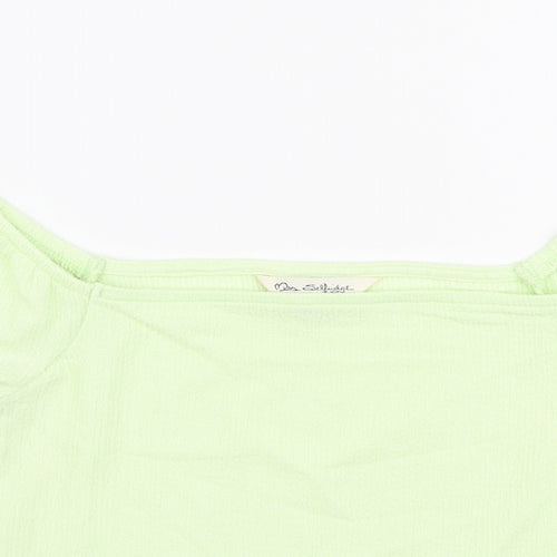 Miss Selfridge Womens Green  Polyester Cropped Blouse Size 6 Off the Shoulder