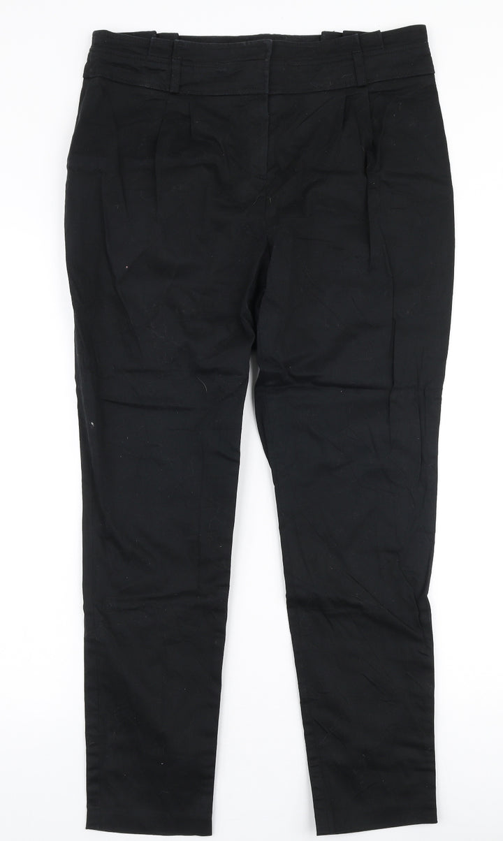 Red Herring Womens Black Polyester Trousers Size 12 L27 in Slim Zip