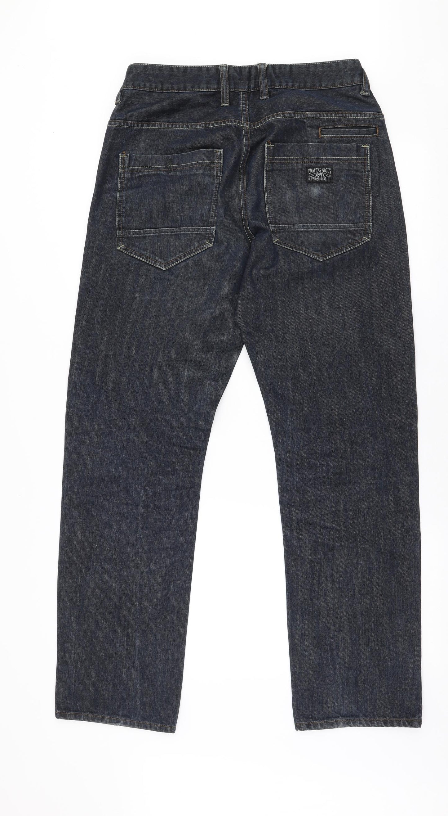 Angelo Litrico Mens Blue  Cotton Straight Jeans Size 33 L32 in Regular Zip