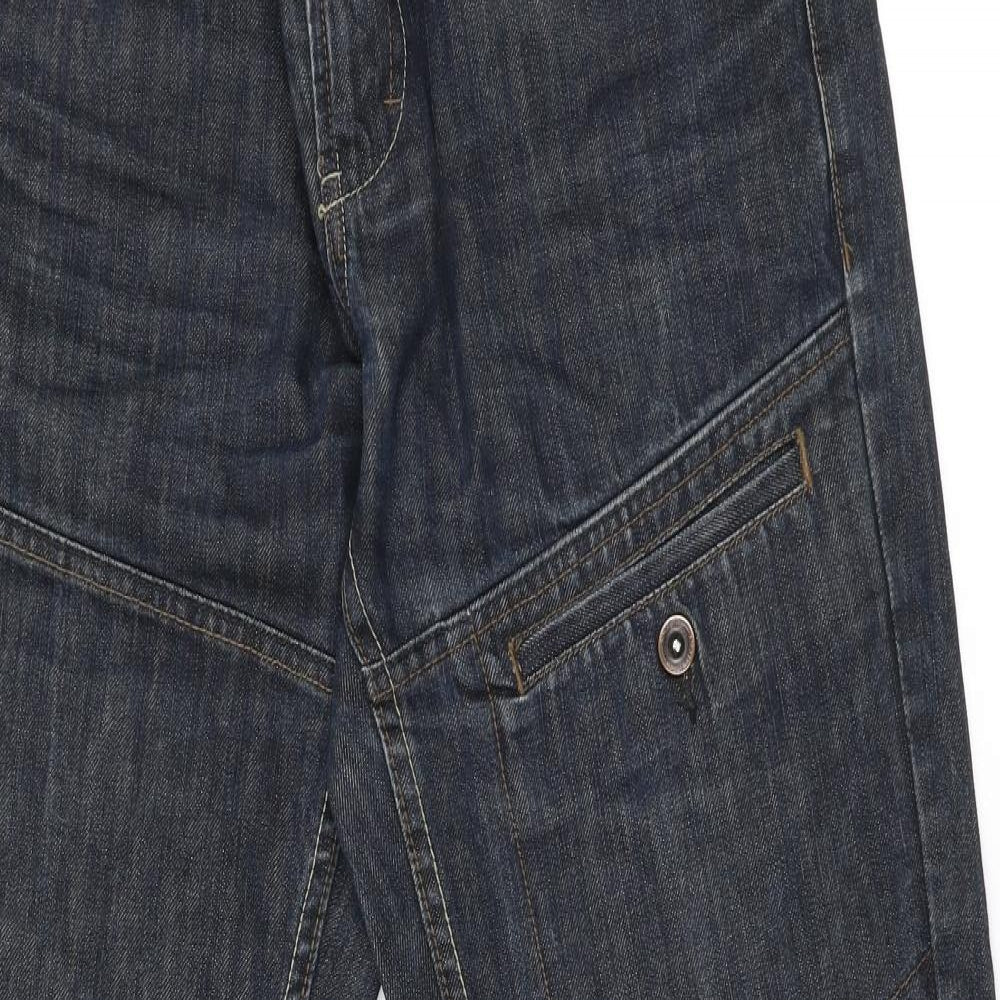 Angelo Litrico Mens Blue  Cotton Straight Jeans Size 33 L32 in Regular Zip