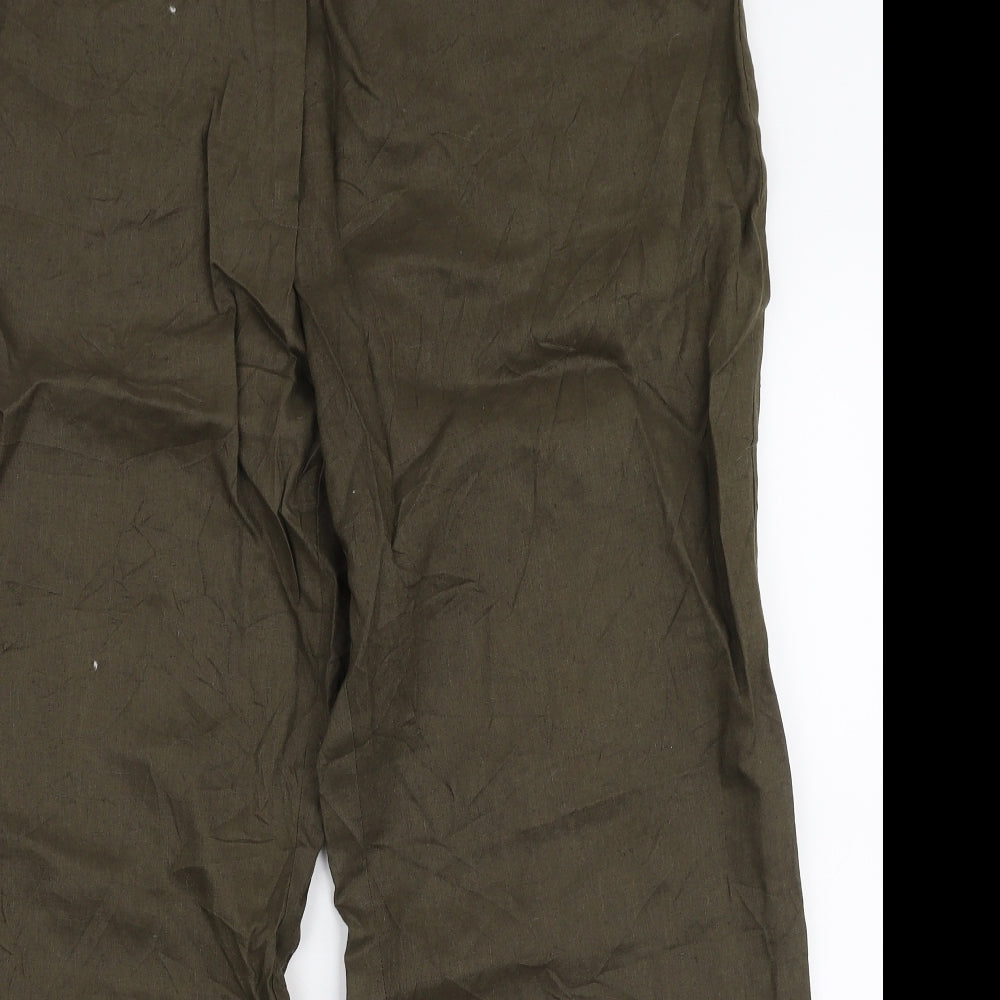 Marks and Spencer Womens Green  Linen Trousers  Size 18 L28 in Regular Zip