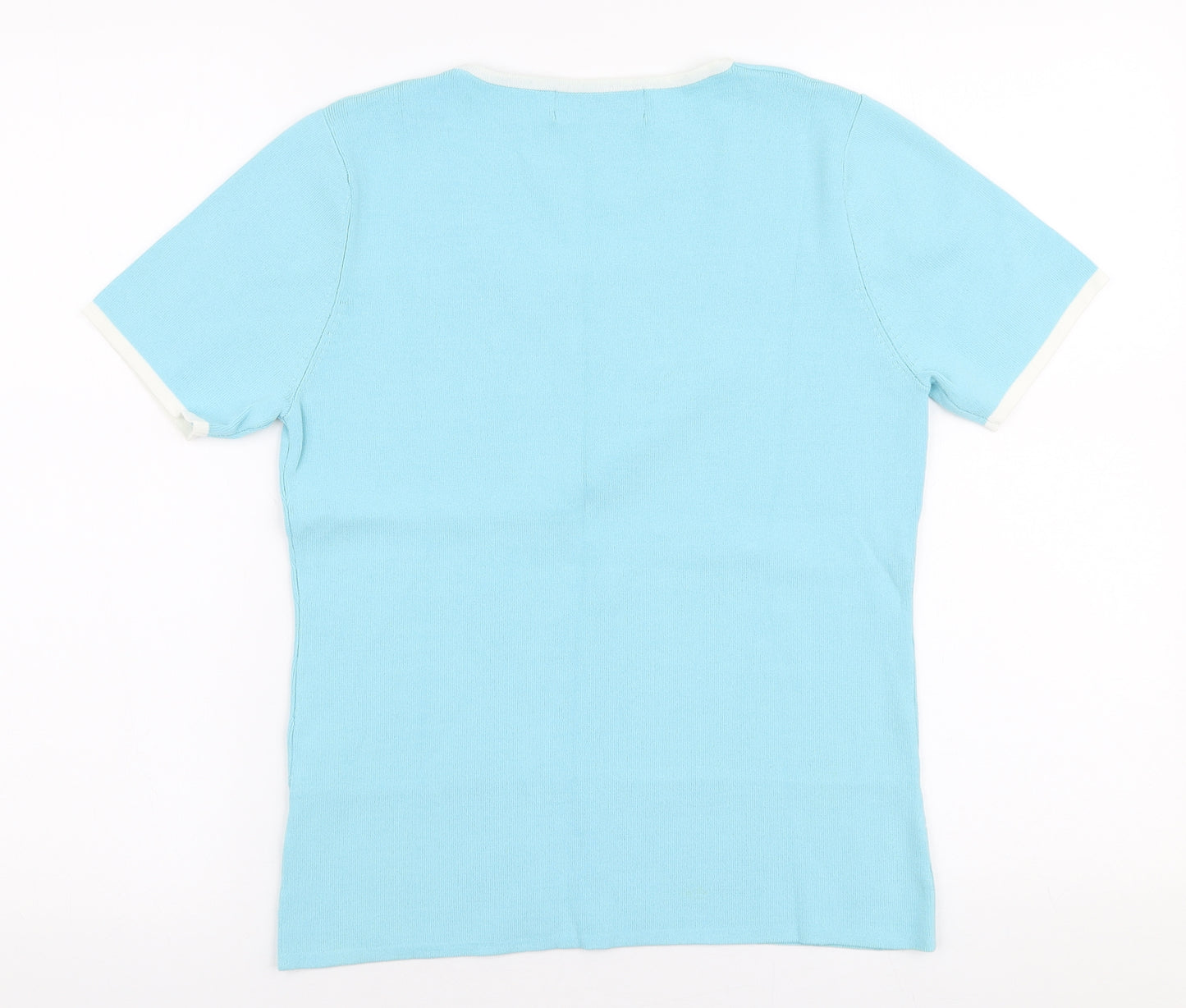 Just Elegance Womens Blue Square Neck  Viscose Pullover Jumper Size S