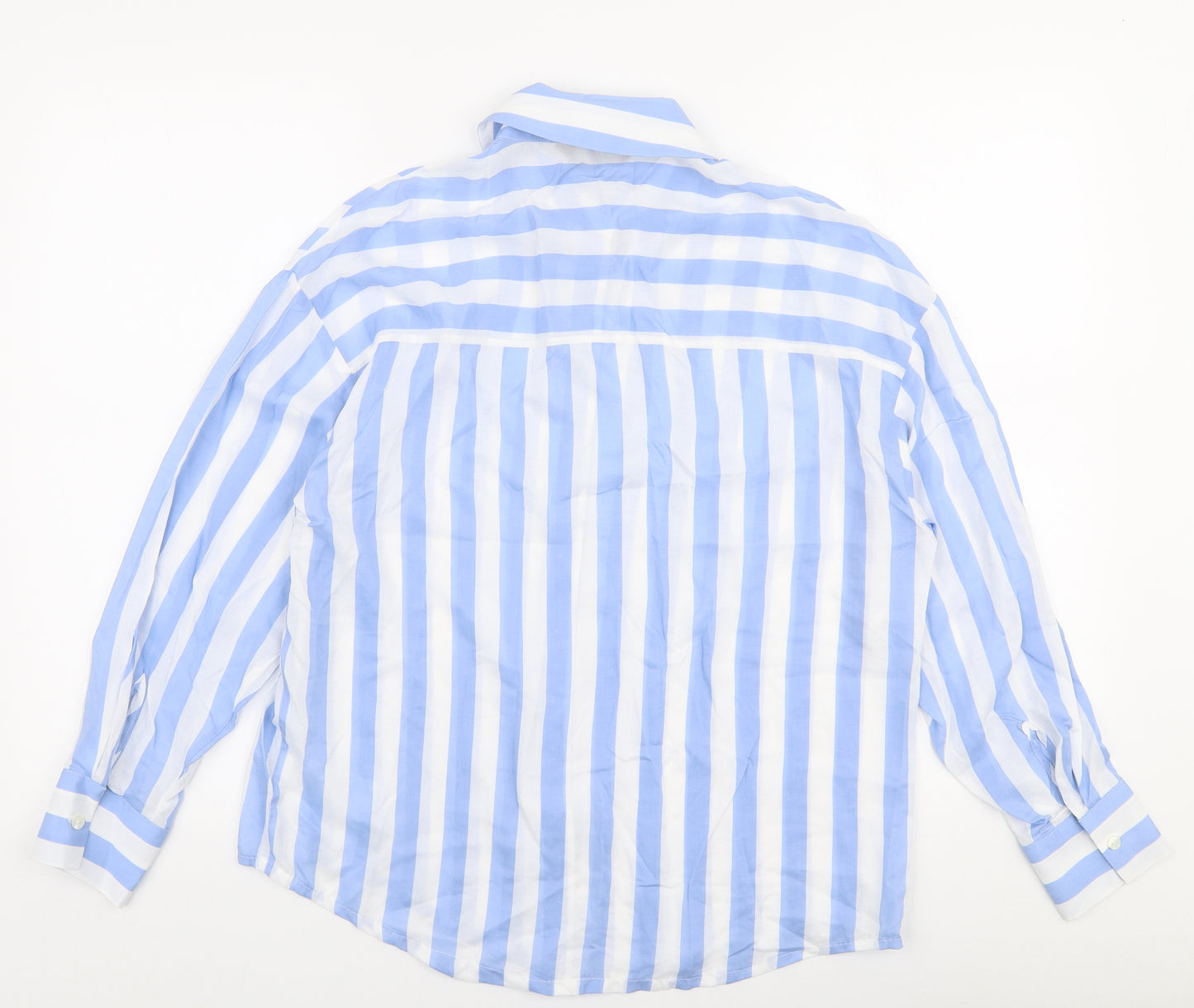 F&F Womens Blue Striped Viscose Basic Blouse Size 6 Collared
