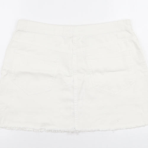 Pep & Co Womens White  Cotton A-Line Skirt Size 10   Button