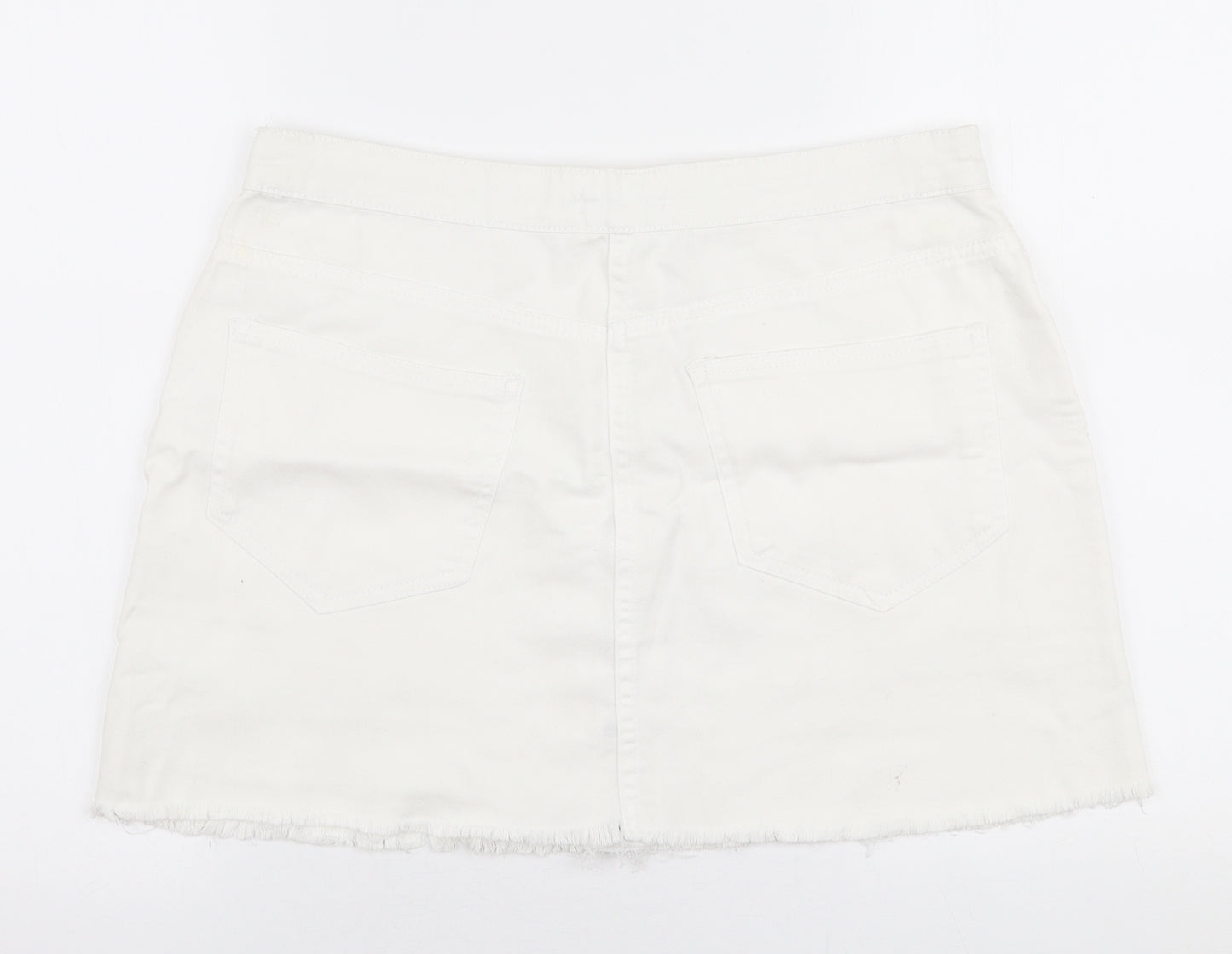 Pep & Co Womens White  Cotton A-Line Skirt Size 10   Button