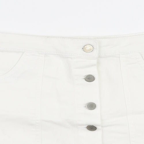 Pep & Co Womens White  Cotton A-Line Skirt Size 10   Button
