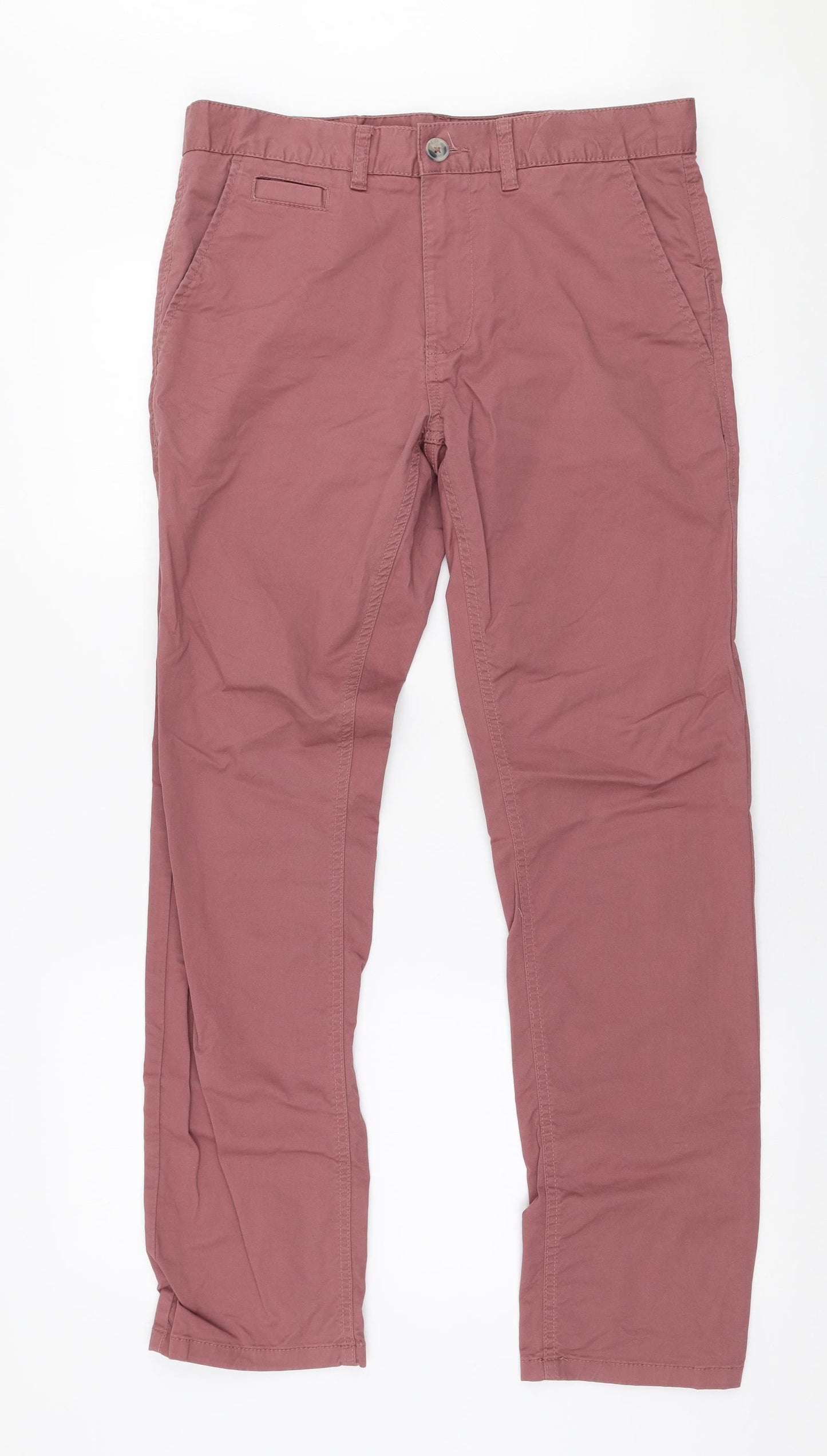F&F Mens Pink  Polyester Chino Trousers Size 32 in L32 in Regular Zip