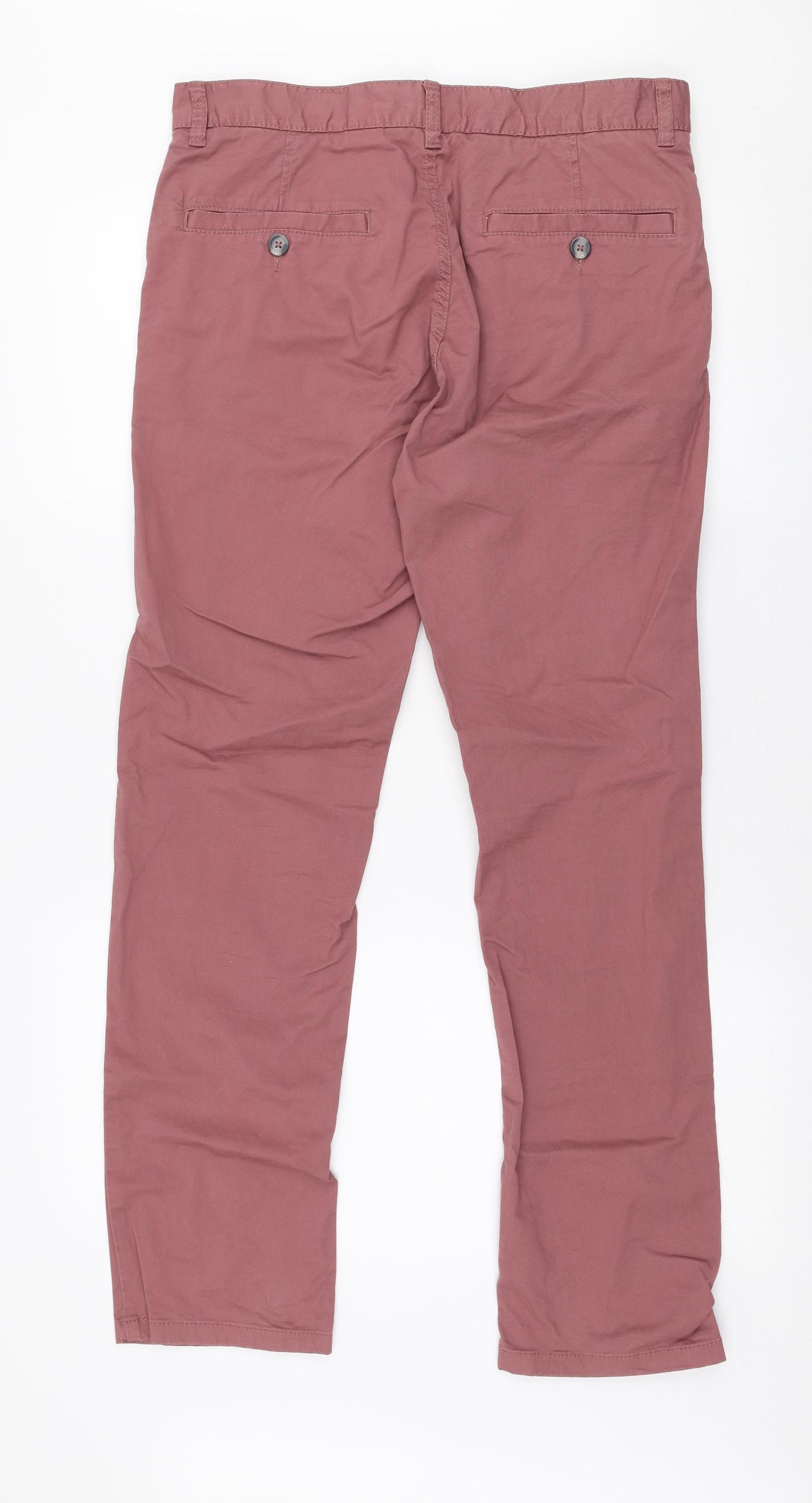F&F Mens Pink  Polyester Chino Trousers Size 32 in L32 in Regular Zip