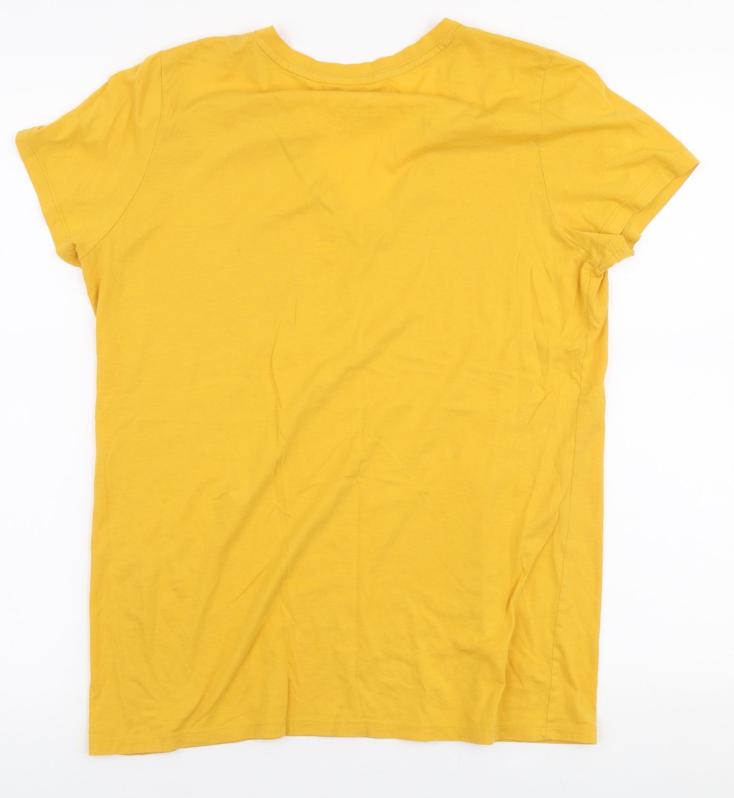 Armarni Excahnge Womens Yellow  Polyester Jersey T-Shirt Size M V-Neck