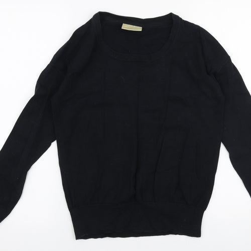 Avenue Womens Black Round Neck  100% Cotton Pullover Jumper Size M