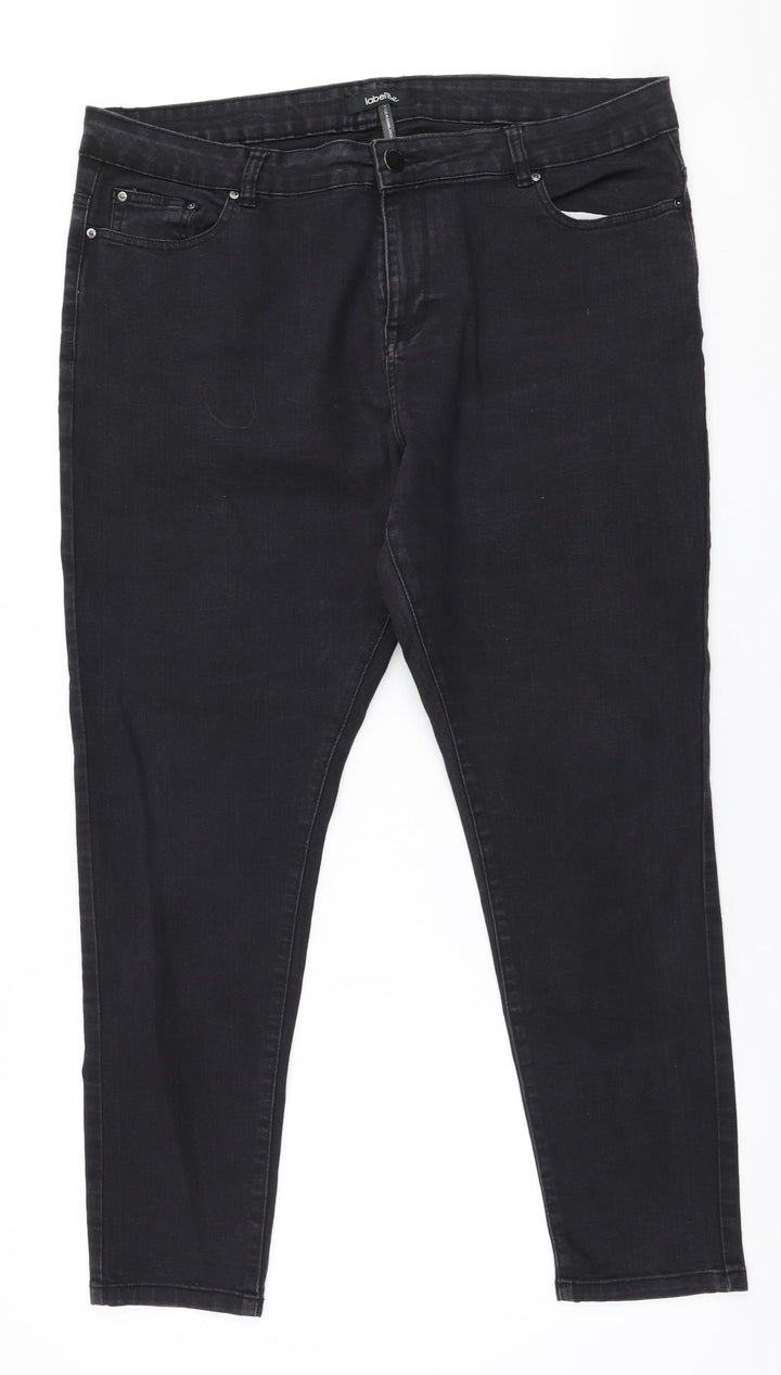 Label Be Womens Black Cotton Skinny Jeans Size 18 L28 in Slim Zip