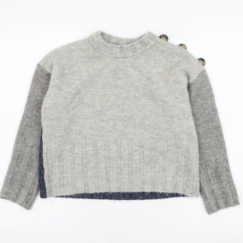 Marks and Spencer Womens Grey Round Neck  Acrylic Pullover Jumper Size M