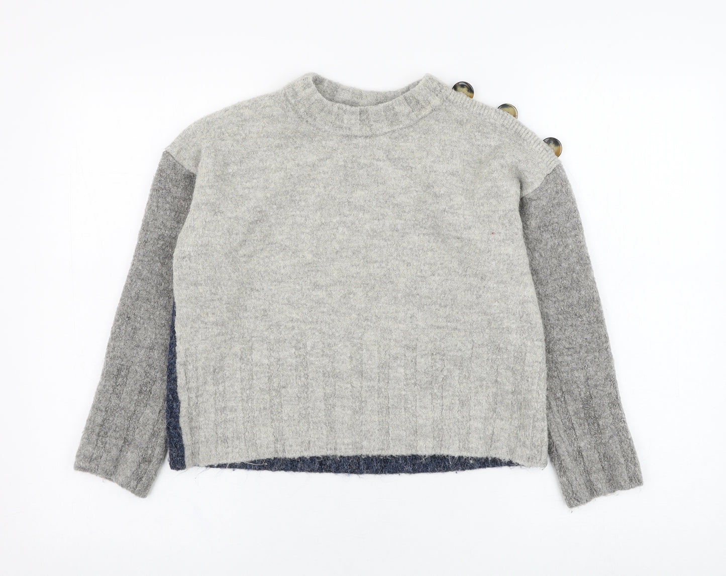 Marks and Spencer Womens Grey Round Neck  Acrylic Pullover Jumper Size M