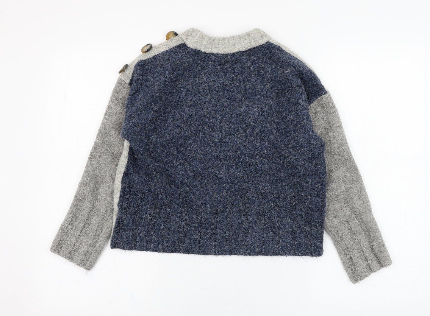 Marks and Spencer Womens Grey Round Neck  Acrylic Pullover Jumper Size M