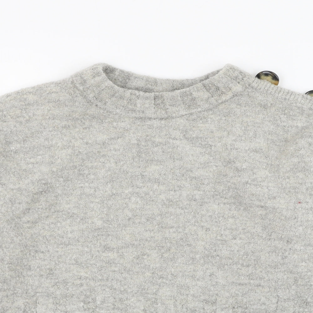 Marks and Spencer Womens Grey Round Neck  Acrylic Pullover Jumper Size M