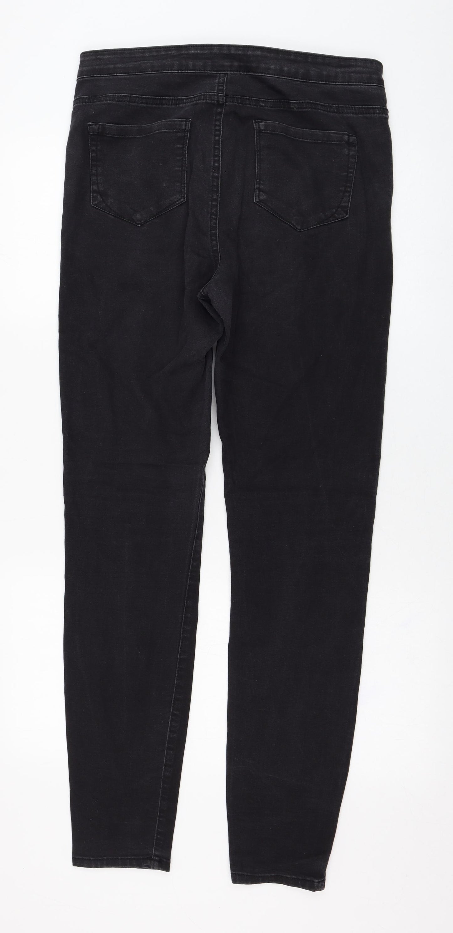 Primark Womens Black  Cotton Skinny Jeans Size 14 L30 in Regular Zip