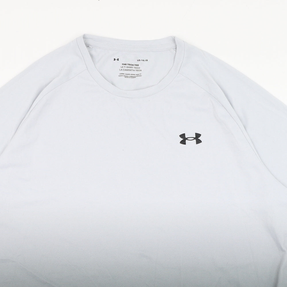 Under armour Mens Grey  Polyester Basic T-Shirt Size L Round Neck Pullover
