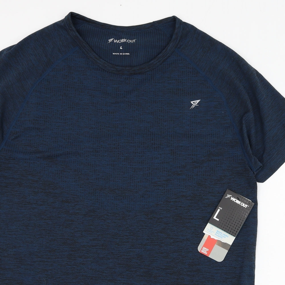 Primark Mens Blue  Polyamide Basic T-Shirt Size L Round Neck Pullover