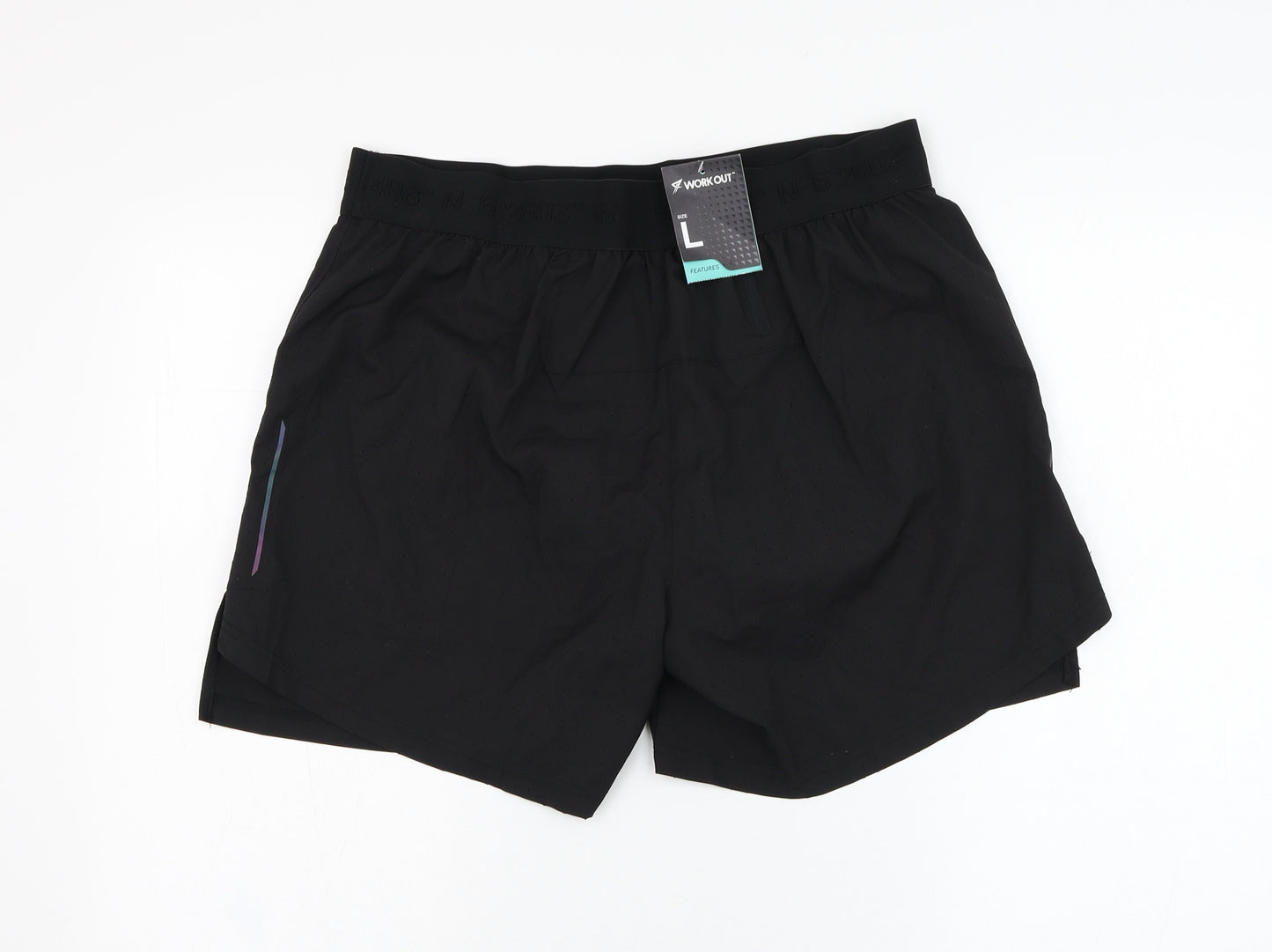 Primark Mens Black  Polyester Athletic Shorts Size L L6 in Regular
