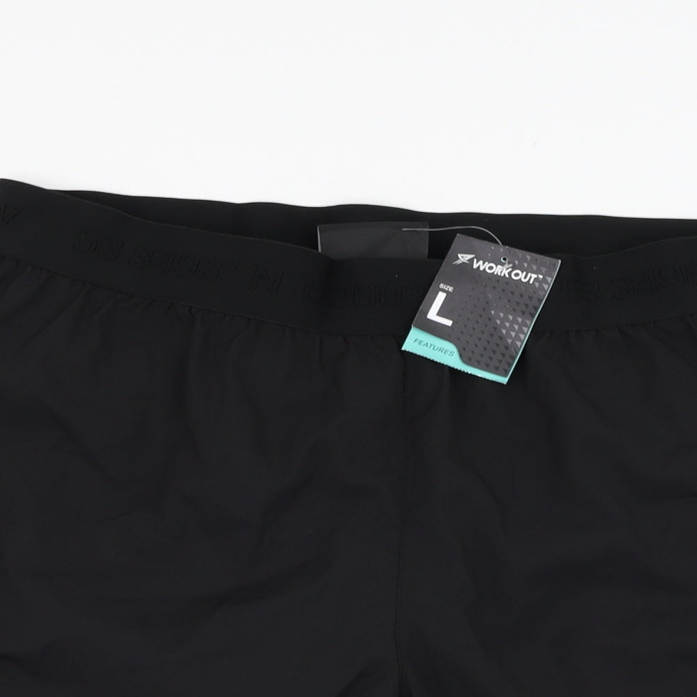 Primark Mens Black  Polyester Athletic Shorts Size L L6 in Regular