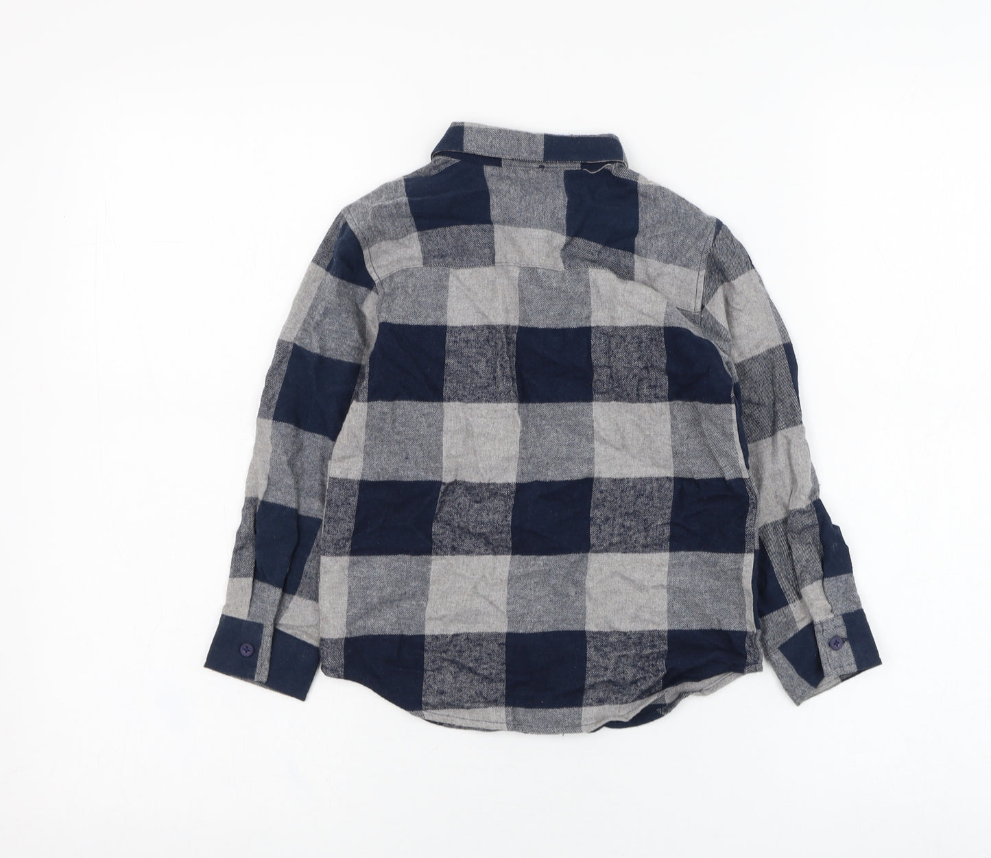 Primark Boys Blue Check Cotton Basic Button-Up Size 4-5 Years Collared Button