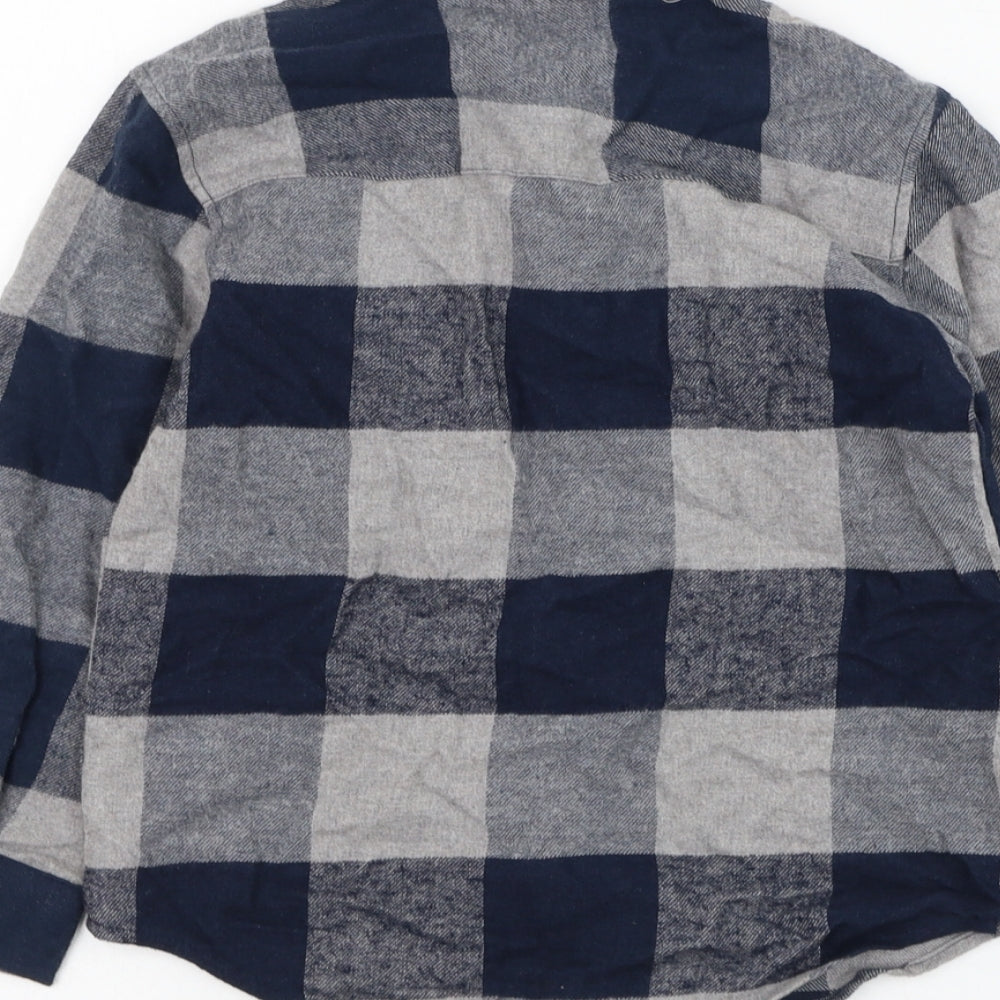 Primark Boys Blue Check Cotton Basic Button-Up Size 4-5 Years Collared Button
