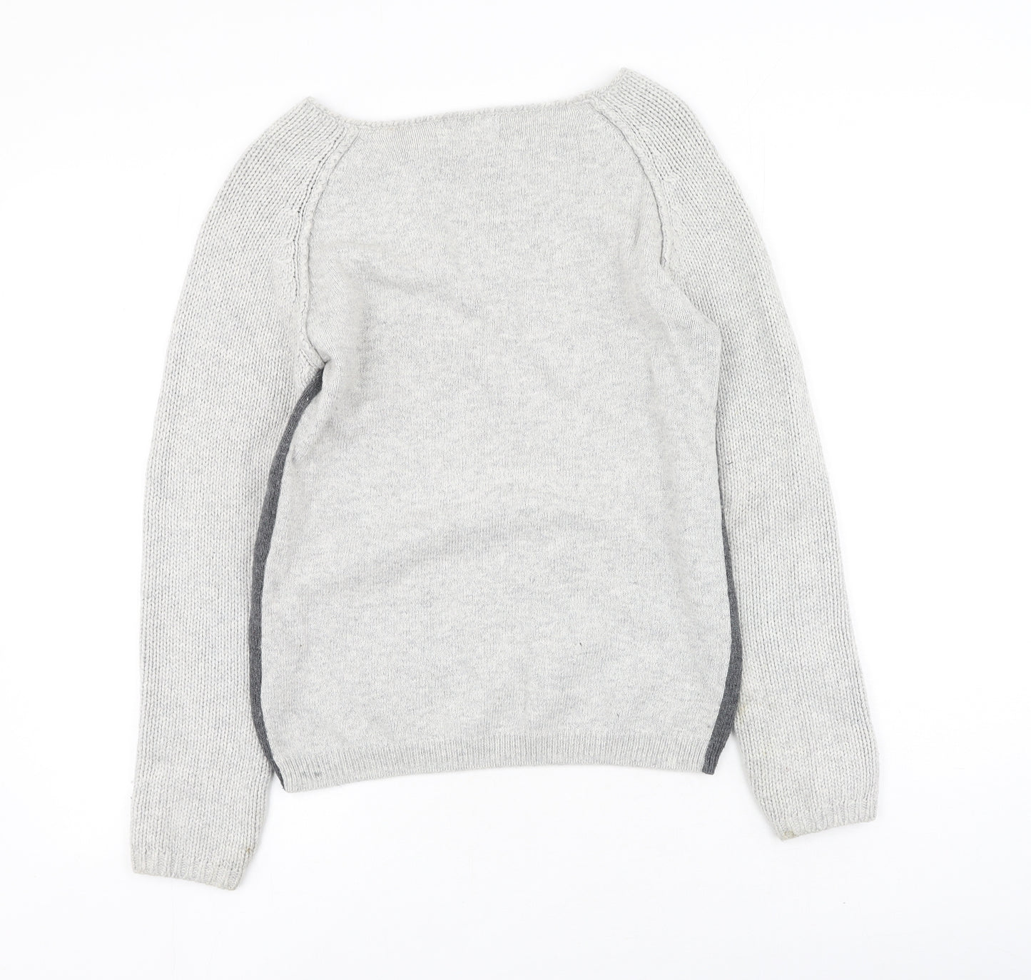 NEXT Womens Grey Round Neck  Cotton Pullover Jumper Size 8   - Heart