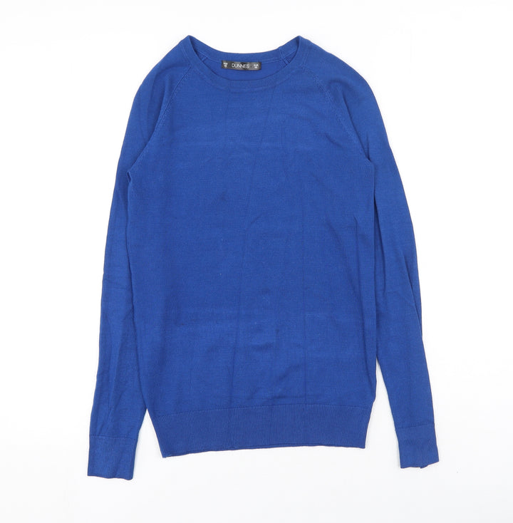 Dunnes Stores Womens Blue Round Neck Viscose Pullover Jumper Size XS