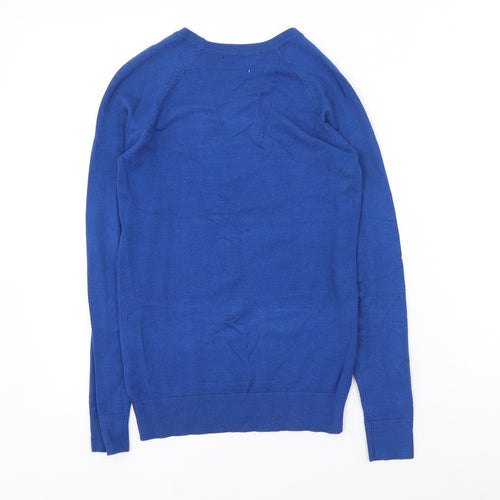 Dunnes Stores Womens Blue Round Neck  Viscose Pullover Jumper Size XS
