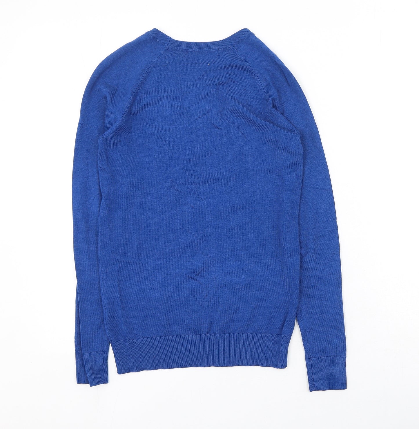 Dunnes Stores Womens Blue Round Neck  Viscose Pullover Jumper Size XS