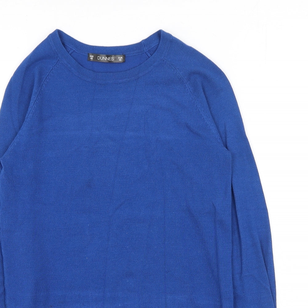 Dunnes Stores Womens Blue Round Neck  Viscose Pullover Jumper Size XS