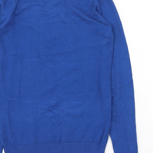 Dunnes Stores Womens Blue Round Neck  Viscose Pullover Jumper Size XS
