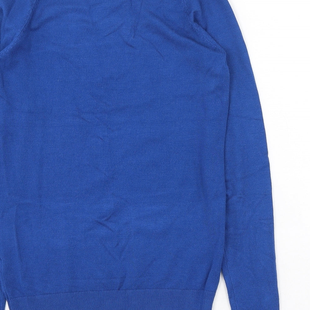 Dunnes Stores Womens Blue Round Neck  Viscose Pullover Jumper Size XS