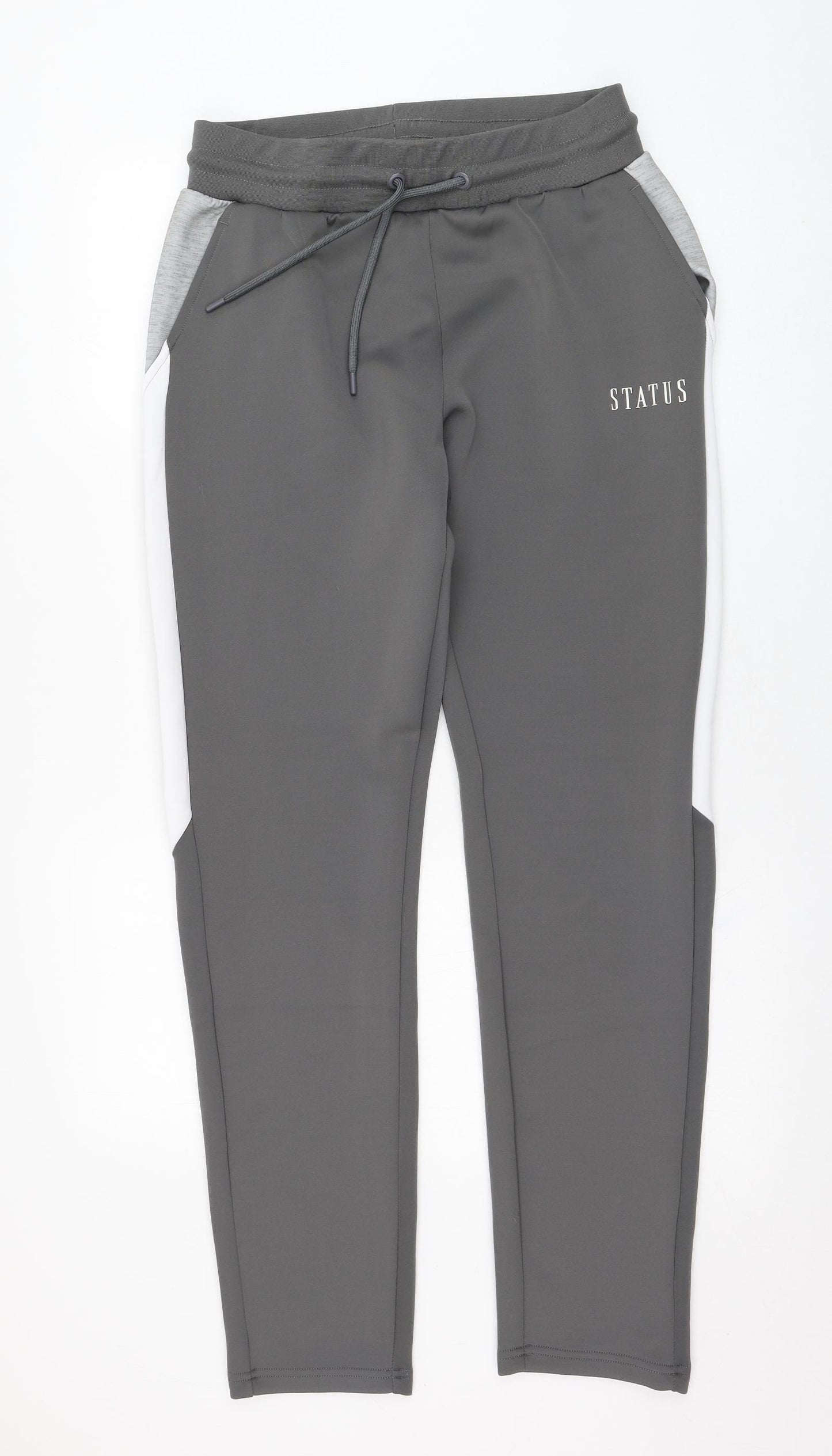 Status Mens Grey  Polyester Jogger Trousers Size L L31 in Regular