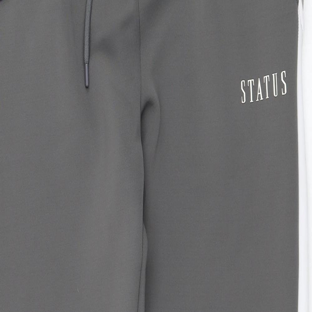 Status Mens Grey  Polyester Jogger Trousers Size L L31 in Regular