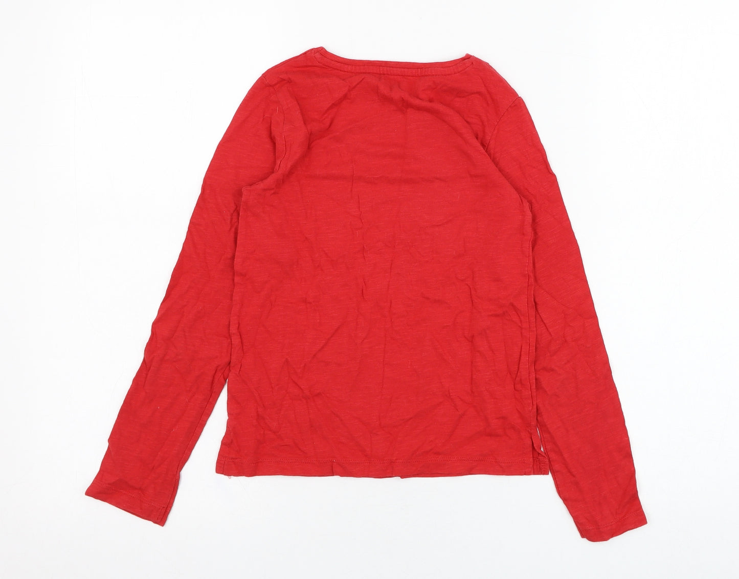 Dunnes Stores Girls Red  Cotton Basic T-Shirt Size 9 Years Roll Neck Pullover - Flower