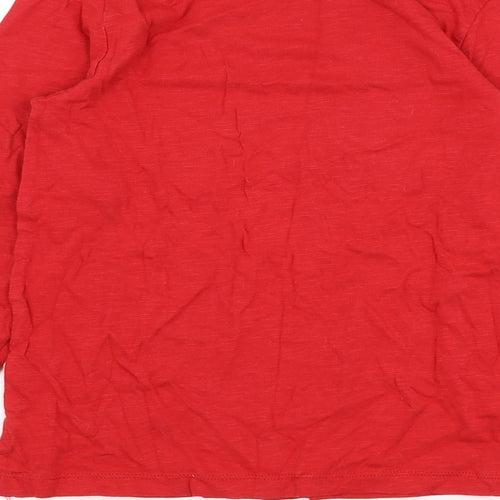 Dunnes Stores Girls Red  Cotton Basic T-Shirt Size 9 Years Roll Neck Pullover - Flower