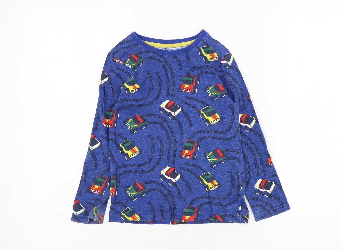 TU Boys Blue  Cotton Basic T-Shirt Size 4-5 Years Roll Neck Pullover - Monster truck